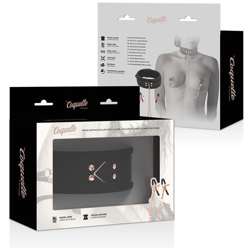 Coquette Chic Desire Fantasy Collar Con Pinzas Pezones Con Forro De Neopreno