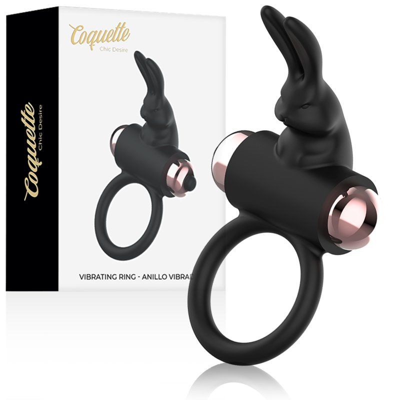 Coquette Toys Cock Ring Anillo Vibrador Negro / Gold
