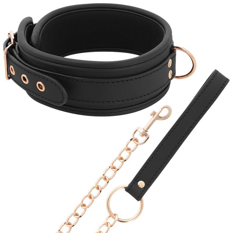 Coquette Chic Desire Fantasy Collar Cuero Vegano Con Correa Y Forro De Neopreno