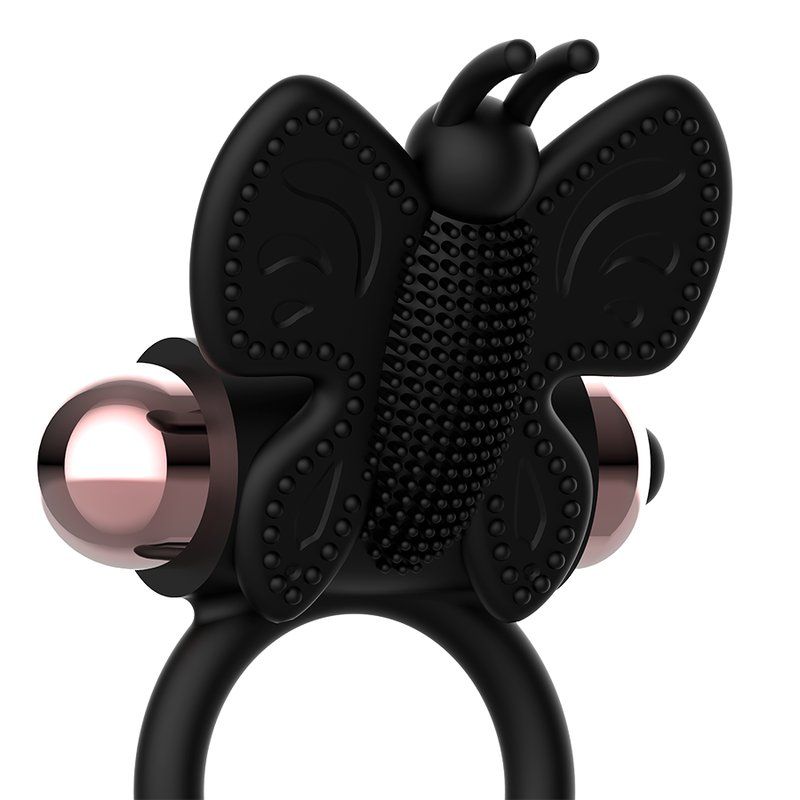 Coquette Toys Cock Ring Butterfly Anillo Vibrador Negro / Gold