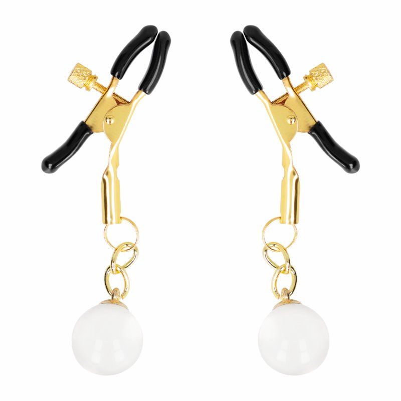Kink Pinzas Para Pezones Doradas Con Colgante De Vidrio 6 Cm