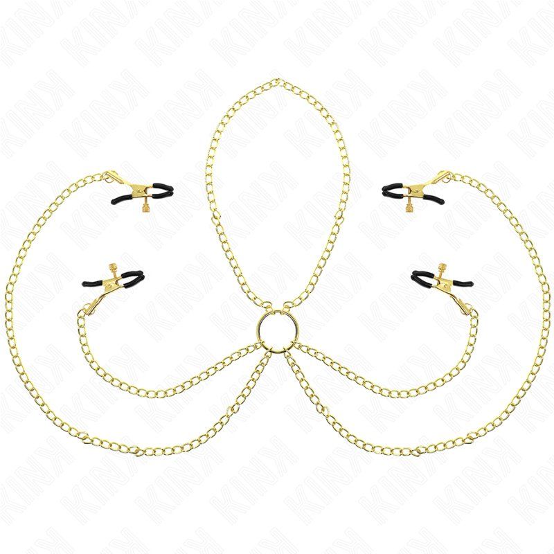 Kink Pinzas Para Pezones Y Clítoris 4 Enganches Ajustable Dorado