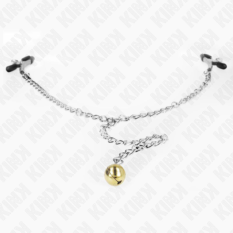 Kink Pinzas Para Pezones Con Campana Dorado Y Cadena 30 Cm