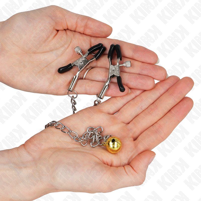 Kink Pinzas Para Pezones Con Campana Dorado Y Cadena 30 Cm