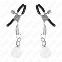 Kink Pinzas Para Pezones Plateadas Con Colgante De Vidrio 6 Cm