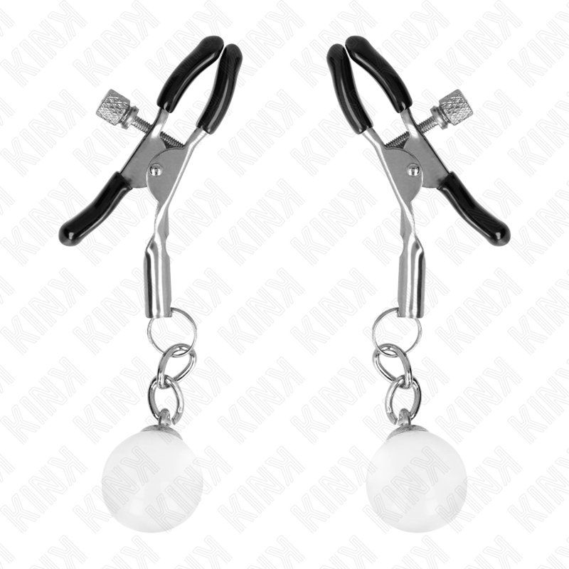 Kink Pinzas Para Pezones Plateadas Con Colgante De Vidrio 6 Cm