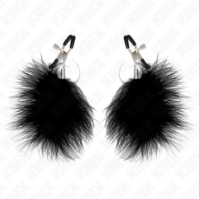 Kink Pinzas Para Pezones Con Pluma Negro 7 Cm