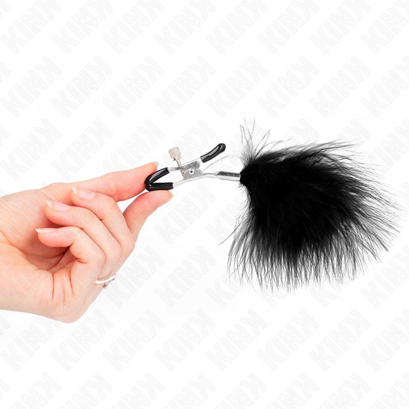 Kink Pinzas Para Pezones Con Pluma Negro 7 Cm