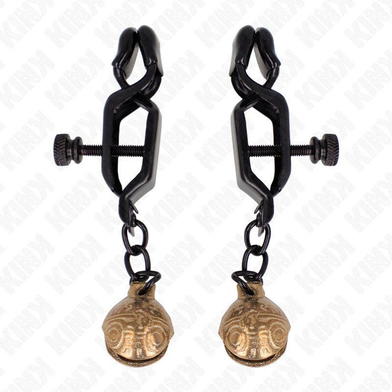 Kink Pinzas Para Pezones Planas Negro Con Cascabel 7 Cm