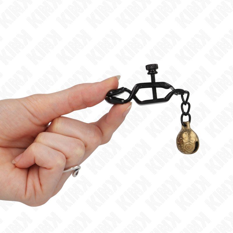Kink Pinzas Para Pezones Planas Negro Con Cascabel 7 Cm