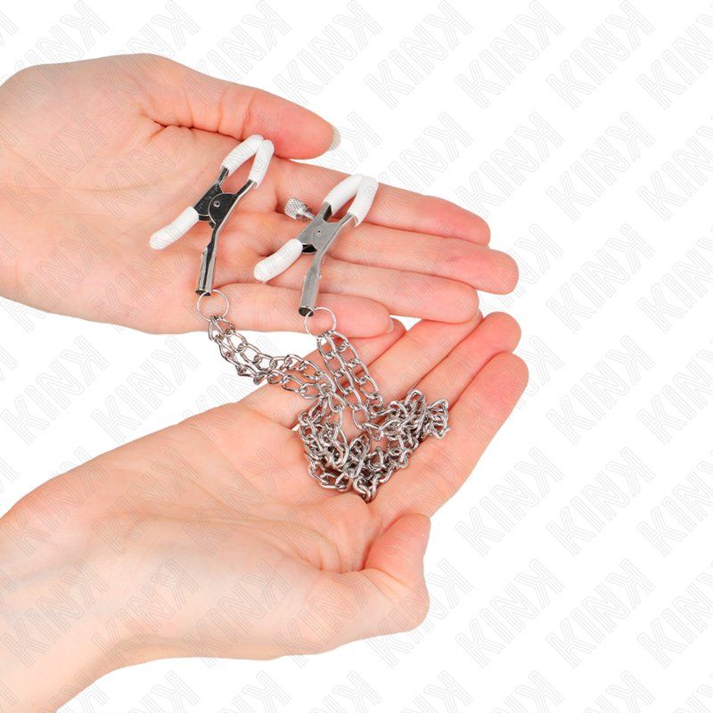Kink Pinzas Para Pezones Con Doble Cadena Fina Plateado 20/23 Cm
