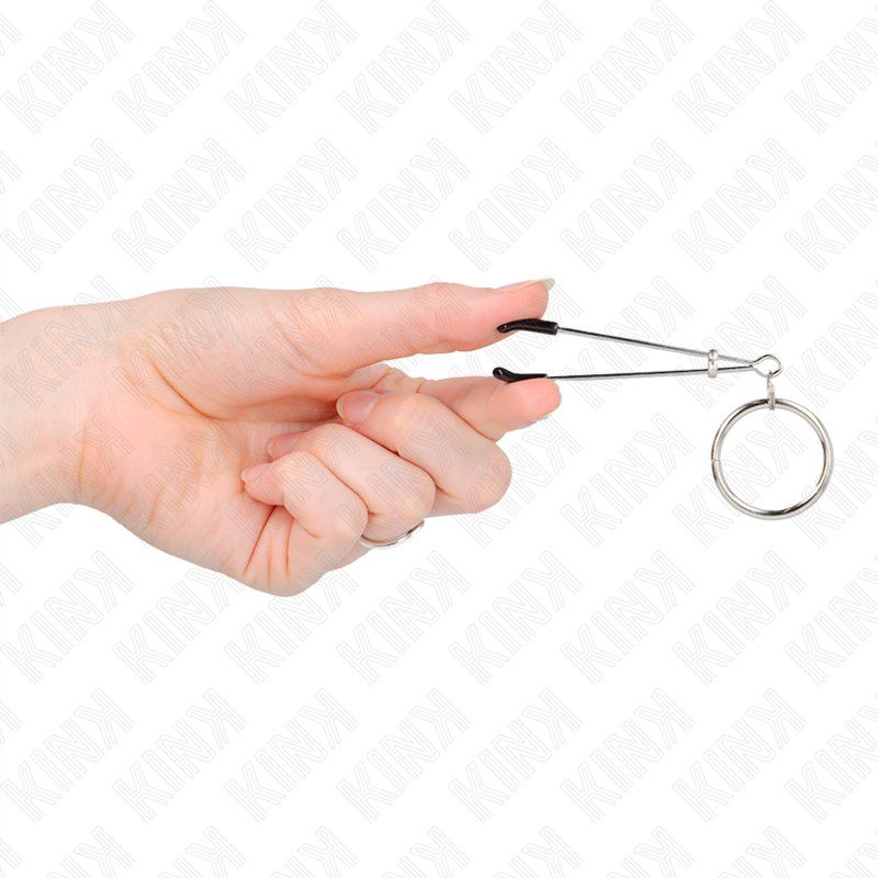Kink Pinzas Para Pezones Fina Con Aro Plateado 7 Cm