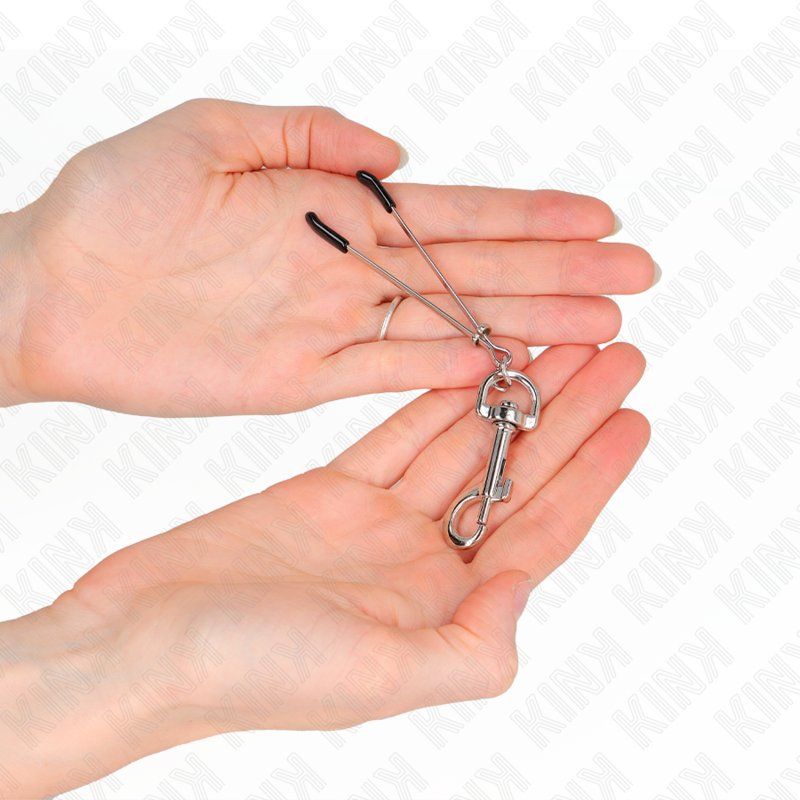 Kink Pinzas Para Pezones Fina Con Gancho Plateado 7 Cm