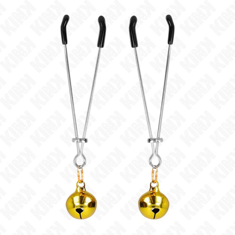 Kink Pinzas Para Pezones Fina Con Cascabel Dorado 7 Cm