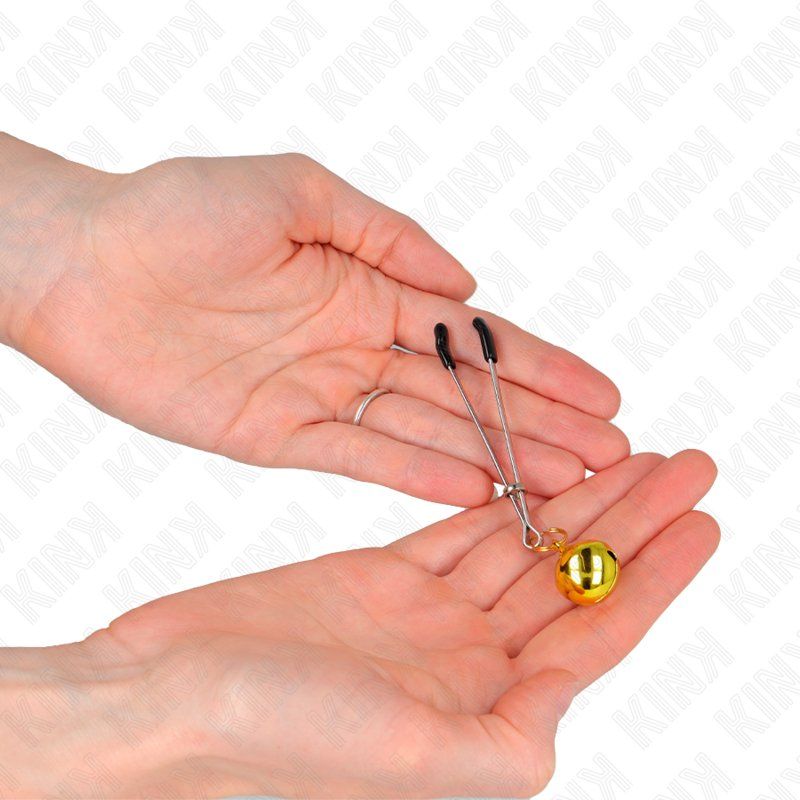 Kink Pinzas Para Pezones Fina Con Cascabel Dorado 7 Cm