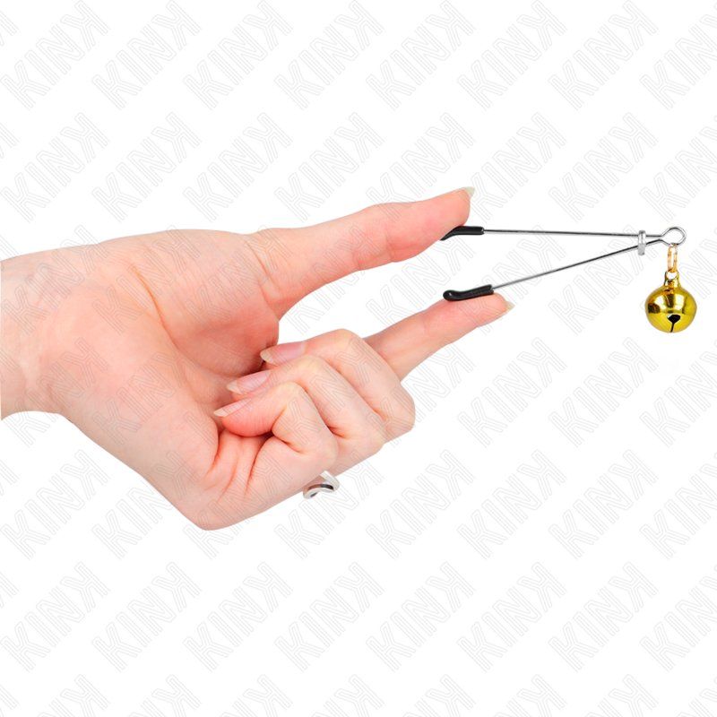 Kink Pinzas Para Pezones Fina Con Cascabel Dorado 7 Cm