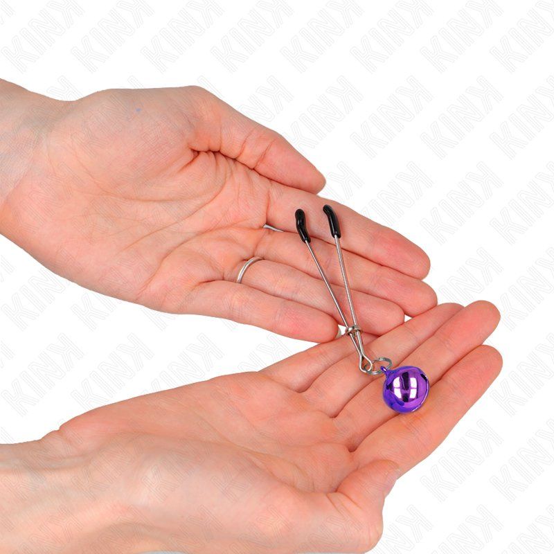 Kink - Pinzas Para Pezones Fina Con Cascabel Violeta 7 Cm