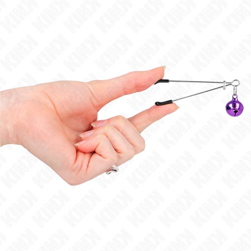 Kink - Pinzas Para Pezones Fina Con Cascabel Violeta 7 Cm