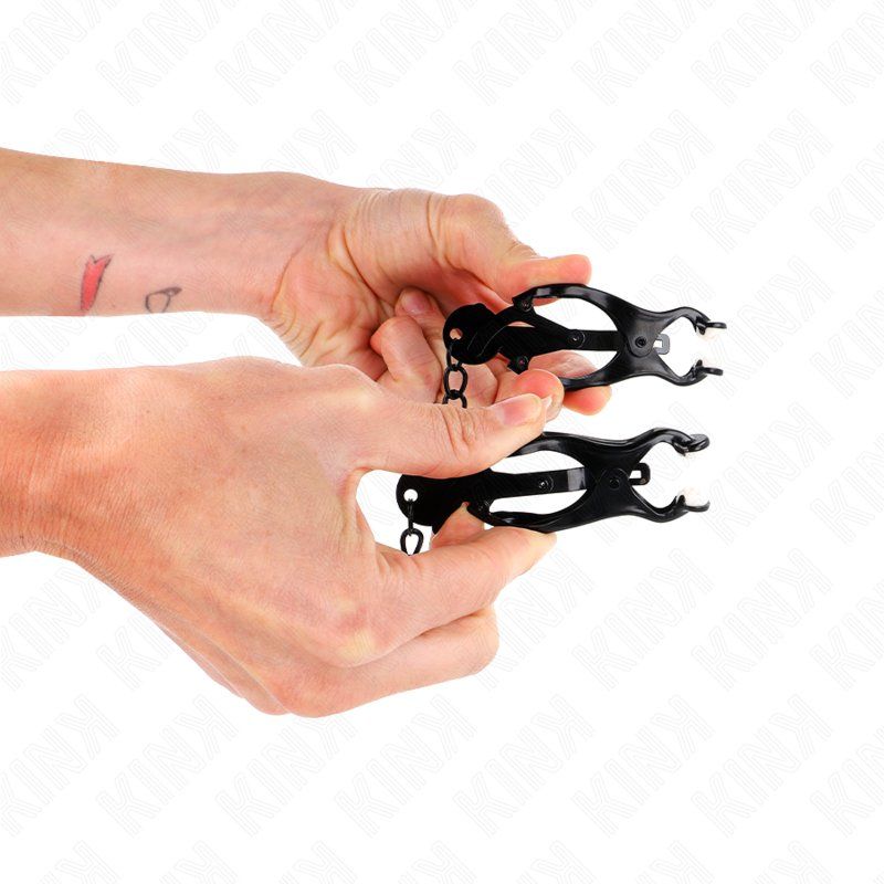 Kink Pinzas Para Pezones Estilo Japonés Con Cadena Negro 30 Cm