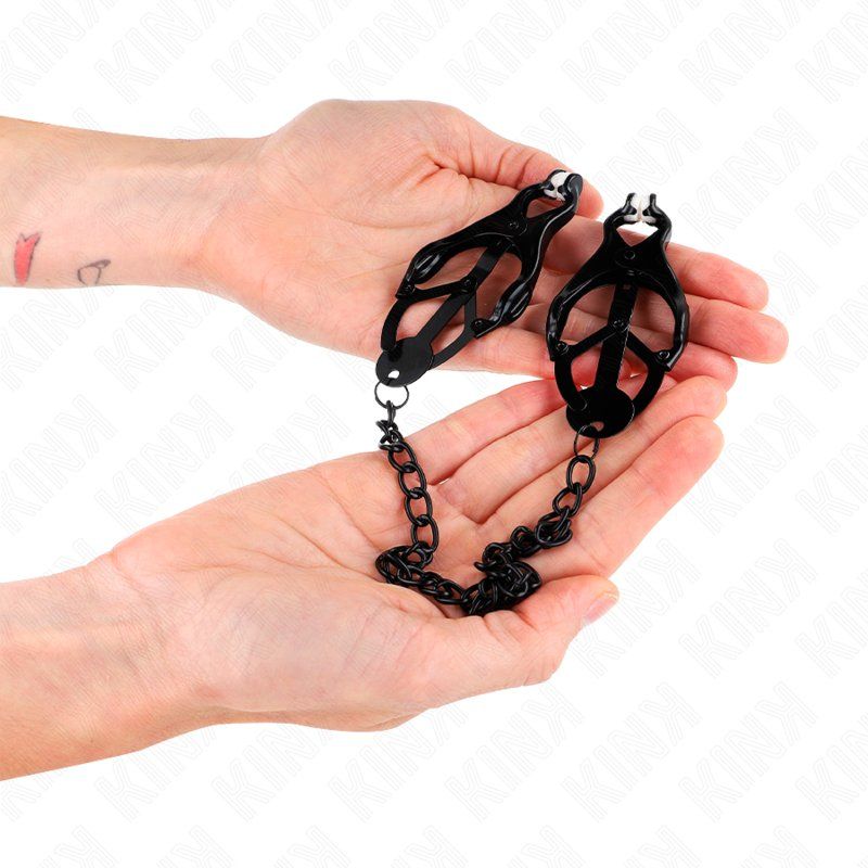 Kink Pinzas Para Pezones Estilo Japonés Con Cadena Negro 30 Cm
