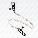 Kink Pinzas Para Pezones Planas Negro Con Cadena Plateado 30 Cm