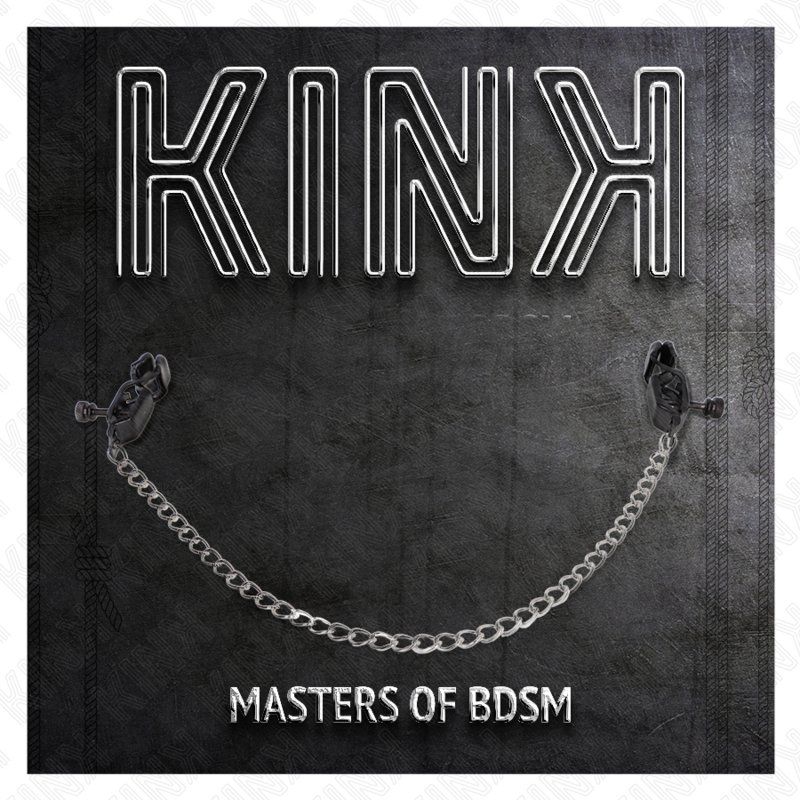 Kink Pinzas Para Pezones Planas Negro Con Cadena Plateado 30 Cm