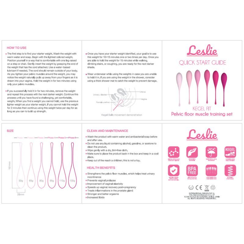 Leslie Kegel Fit Entregador Suelo Pelvico 6 Pesos