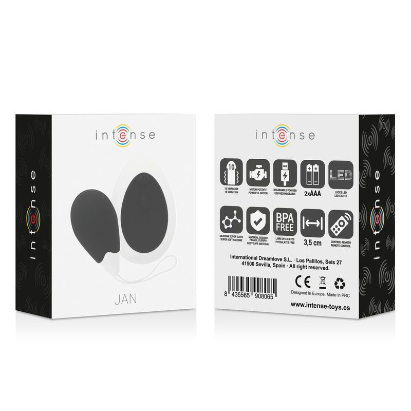 Intense Jan Huevo Vibrador Negro | Control remoto 10 modos