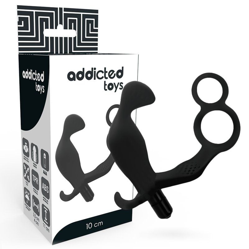Addicted Toys Plug Anal Con Anilla Doble Pene Y Testiculos Negro