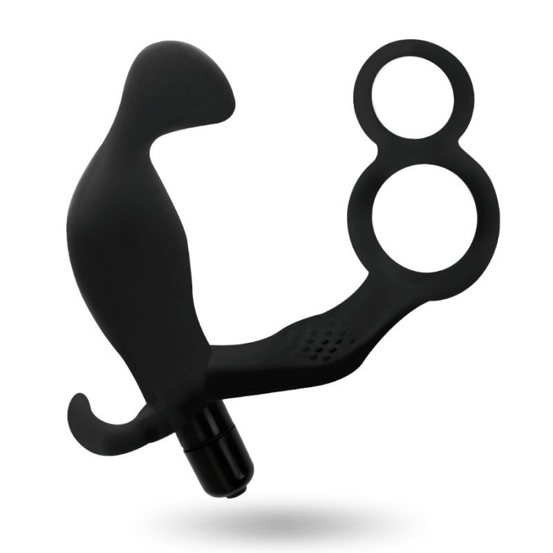 Addicted Toys Plug Anal Con Anilla Doble Pene Y Testiculos Negro