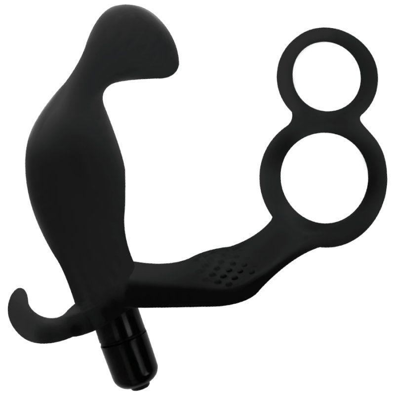 Addicted Toys Plug Anal Con Anilla Doble Pene Y Testiculos Negro