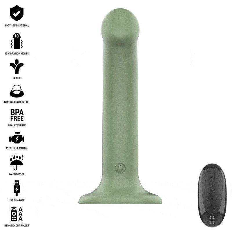 Intense - Becca Vibrador Con Ventosa 10 Vibraciones Verde Control Remoto