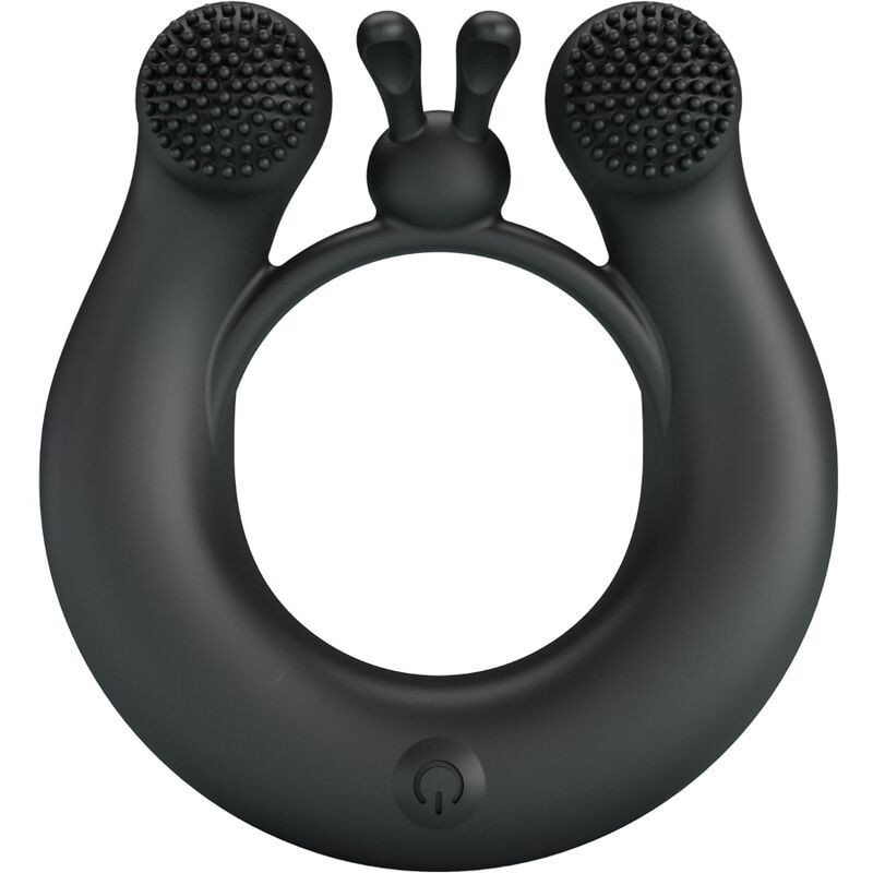 Pretty Love - Dahlia Anillo Vibrador + Estimulador De Clítois 12 Vibraciones Negro