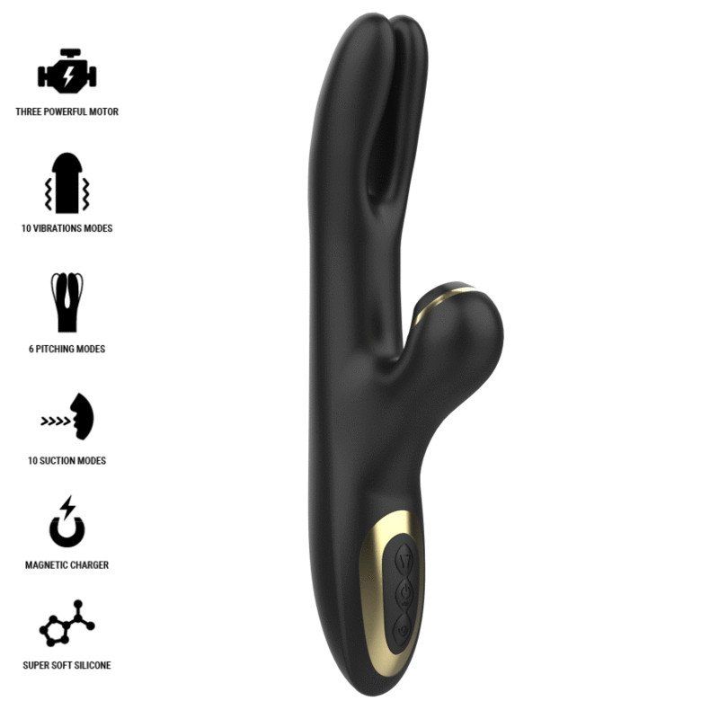 Ibiza - Vibrador  Hi-Tech Rabitt Por Ondas Clitoriales Y  Doble Pinching Negro
