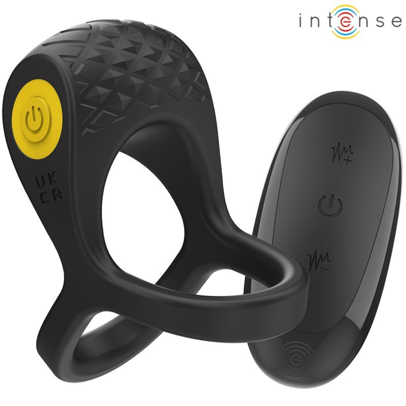 Intense Alex Anillo Doble Vibrador Pene 10 Vibraciones Negro