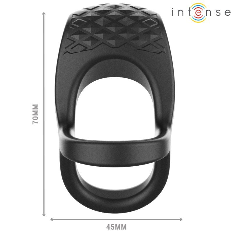 Intense Alex Anillo Doble Vibrador Pene 10 Vibraciones Negro