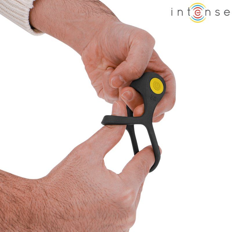 Intense Alex Anillo Doble Vibrador Pene 10 Vibraciones Negro