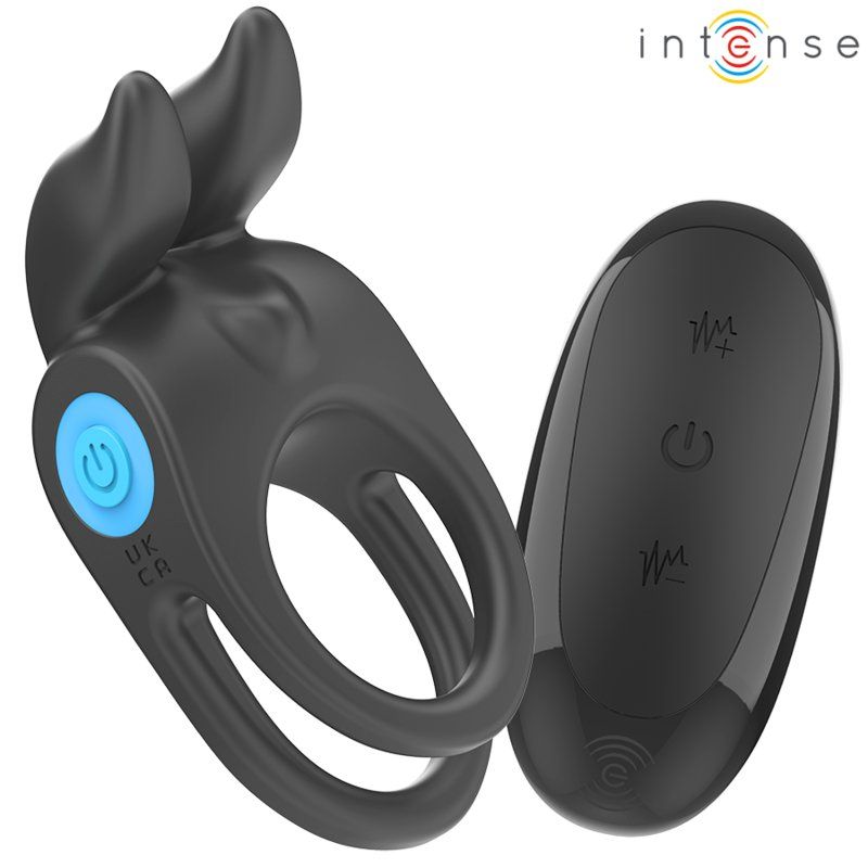Intense Sam Anillo Doble Vibrador Pene 10 Vibraciones Negro