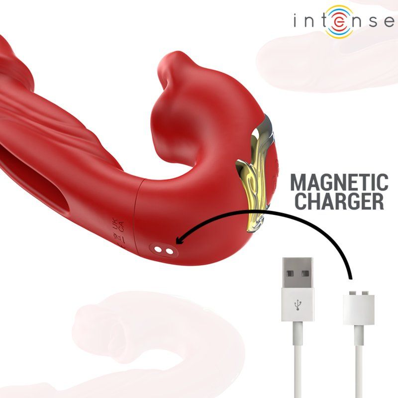 Intense - Nathy Vibrador Doble Con Boca Estimuladora Multifunción Rojo