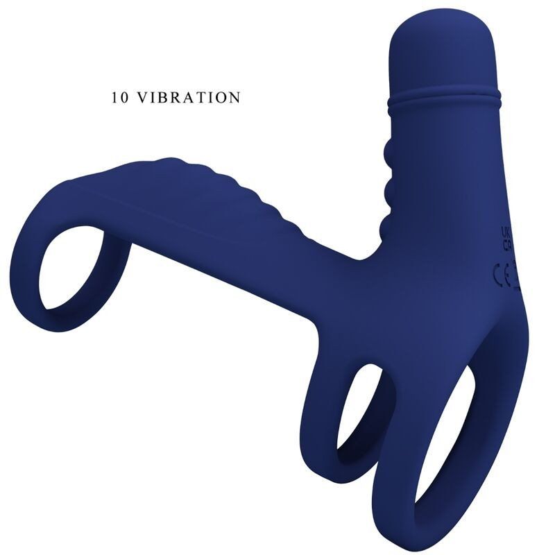 Pretty Love Elish Anillo Vibrador Con Extensión Azul
