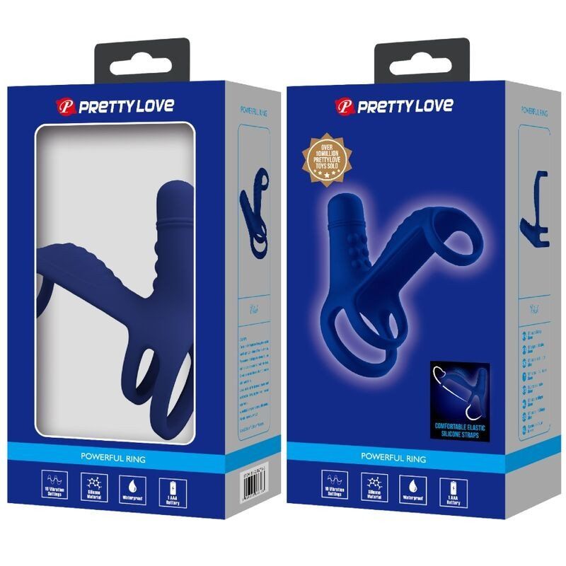 Pretty Love Elish Anillo Vibrador Con Extensión Azul