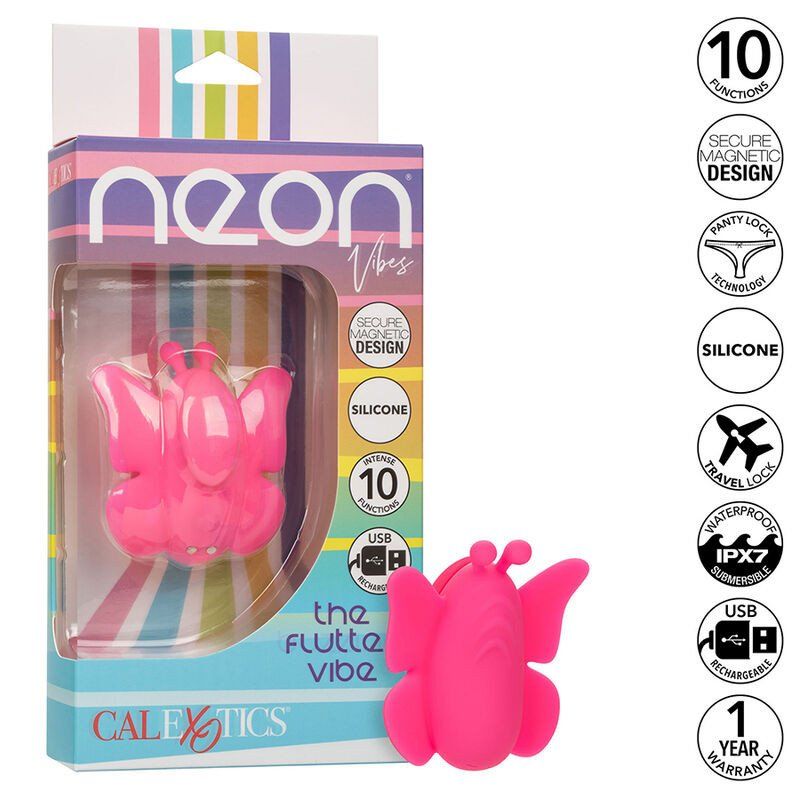 Calexotics Neon Vibes The Flutter Vibe Estimulador 10 Vibraciones Rosa