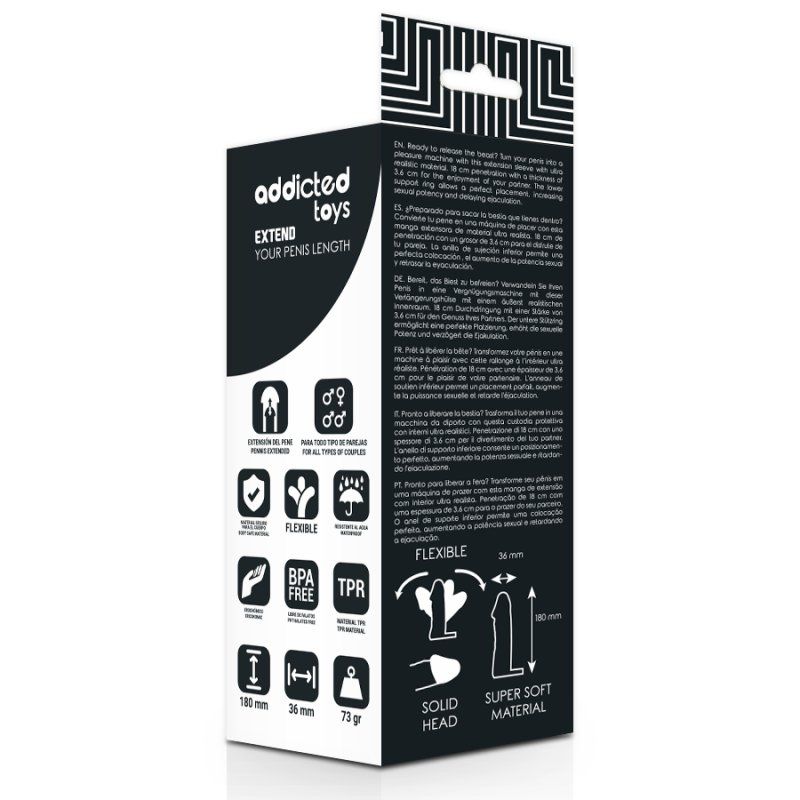 Addicted Toys Extensión pene 18 cm | Realista, flexible