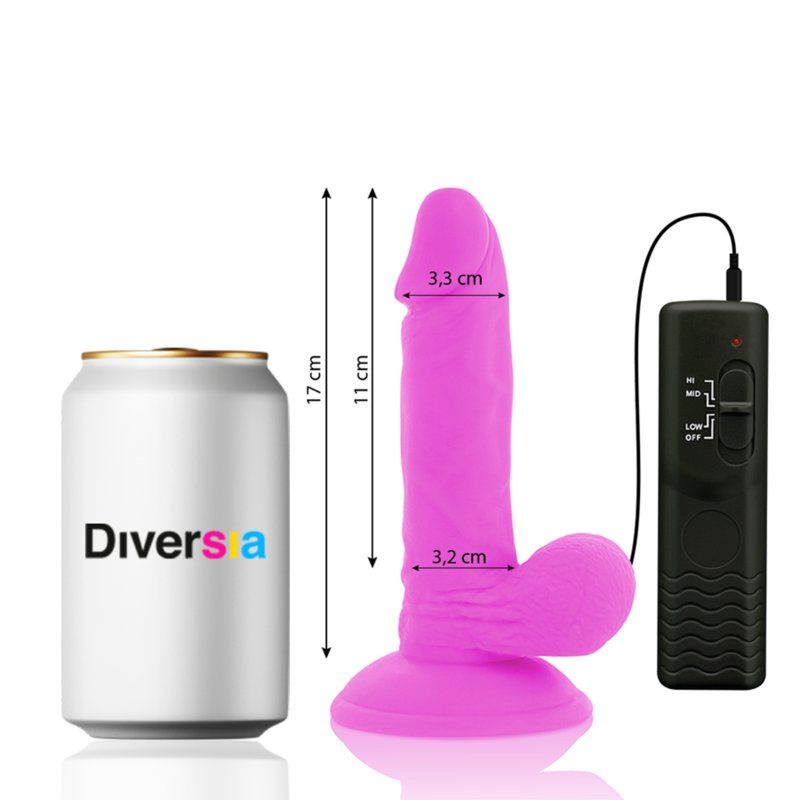 Diversia Dildo Flexible Con Vibracion Morado 17 Cm O 3.3 Cm
