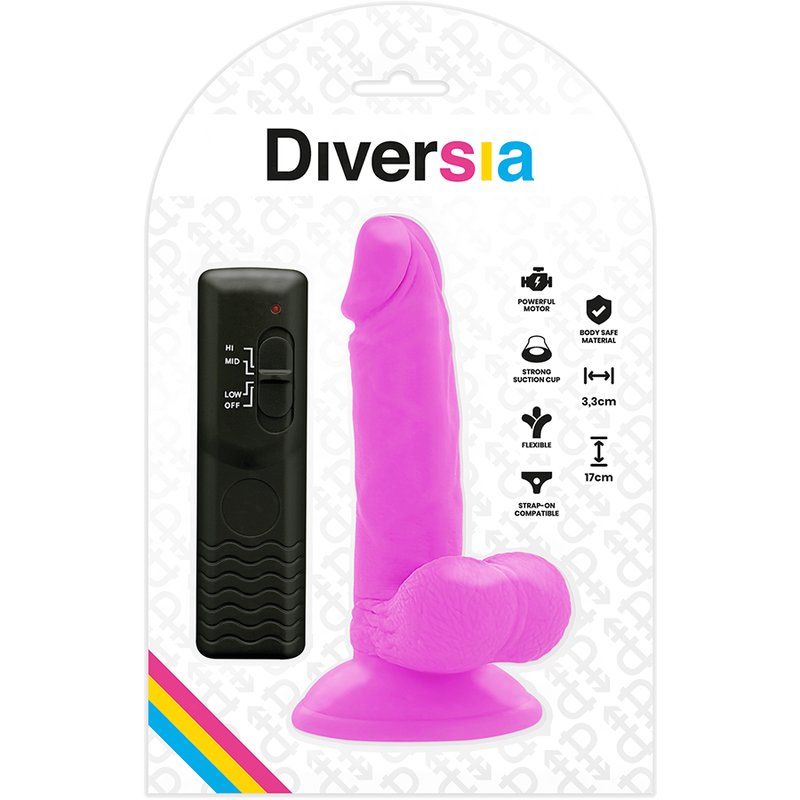 Diversia Dildo Flexible Con Vibracion Morado 17 Cm O 3.3 Cm