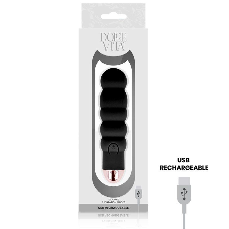 Dolce Vita Vibrador Recargable Six Negro 7 Velocidades