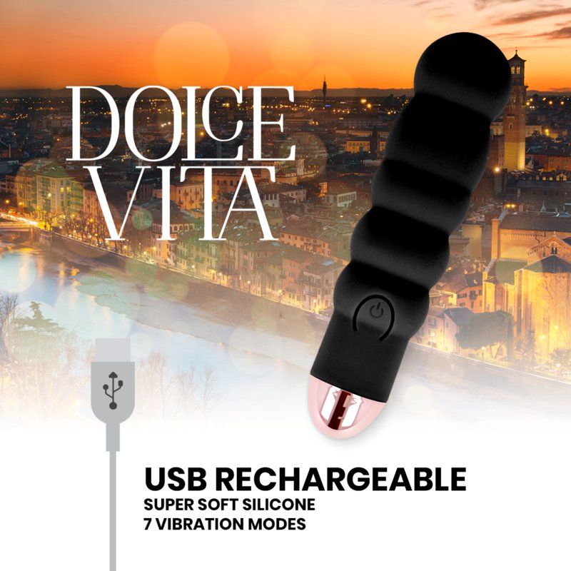 Dolce Vita Vibrador Recargable Six Negro 7 Velocidades