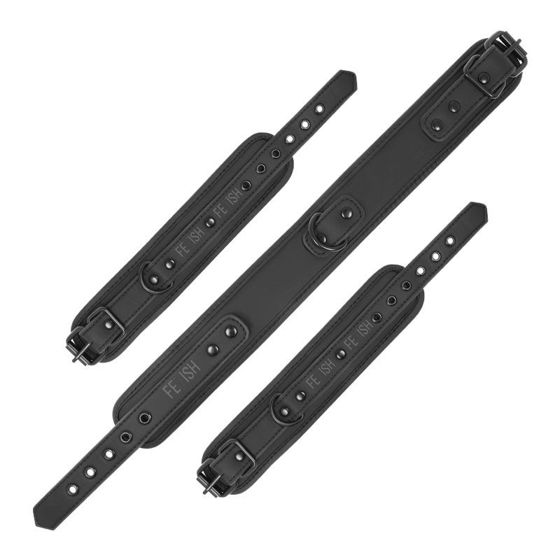 Fetish Submissive Collar Y Esposas Cuero Vegano Con Forro De Nopreno