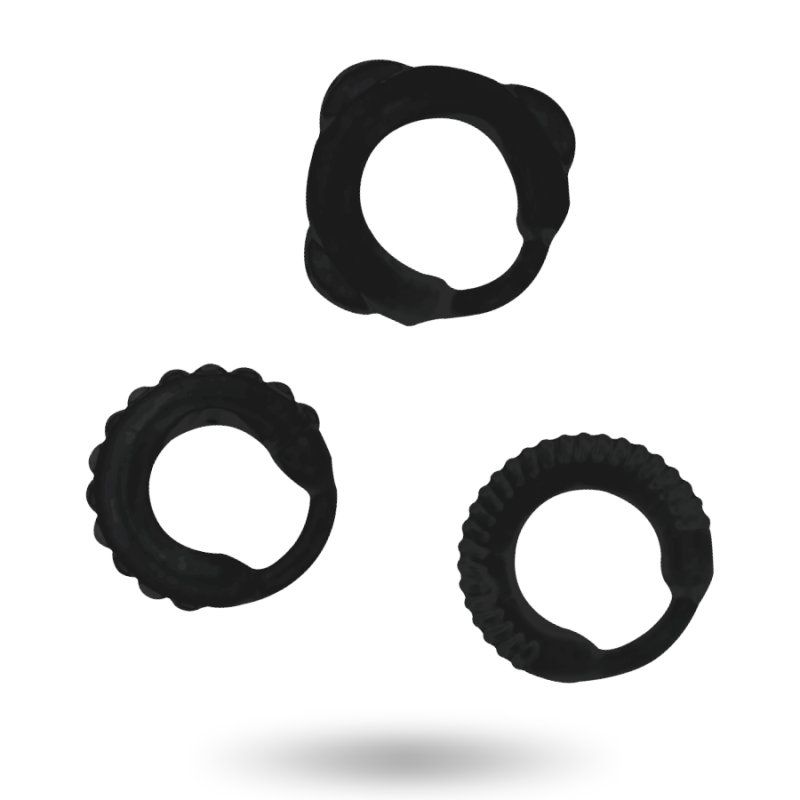 Addicted Toys Set 3 Anillos Pene Negro