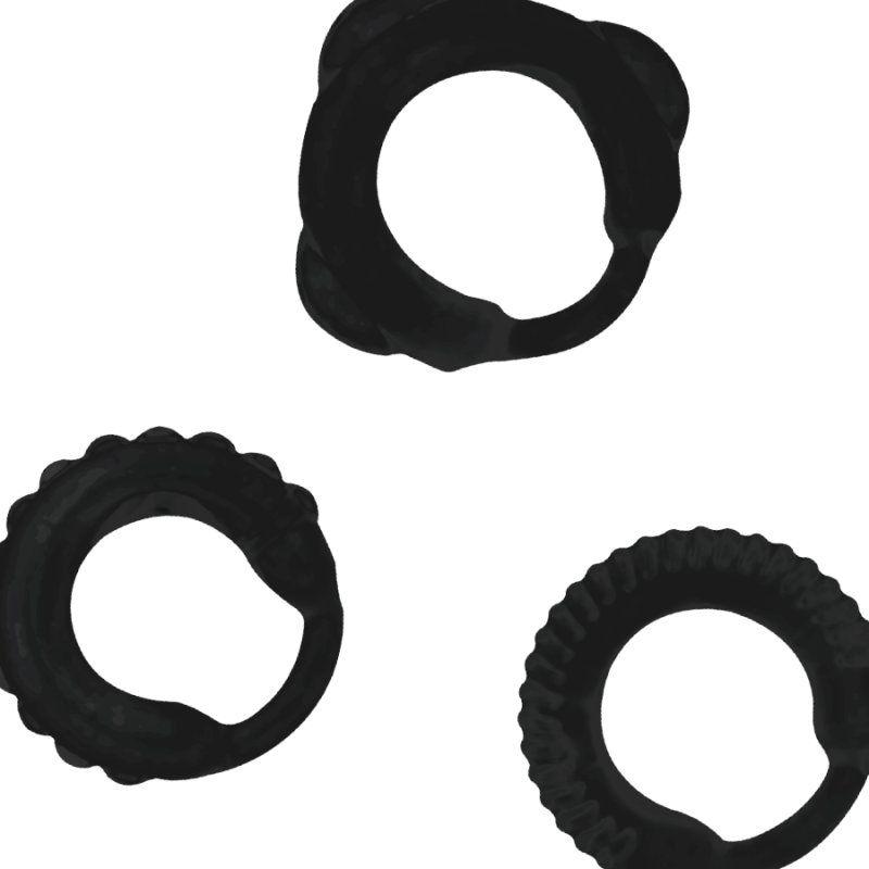 Addicted Toys Set 3 Anillos Pene Negro